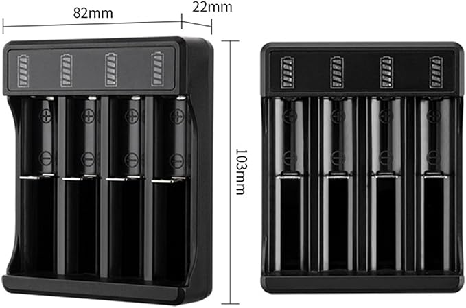 Fast Charger with Type Cable 4.2V Lithium Battery 4 Slot Strong Light Flashlight Intelligent Charge for 14500 26650 18650(4 Slot with Cable)