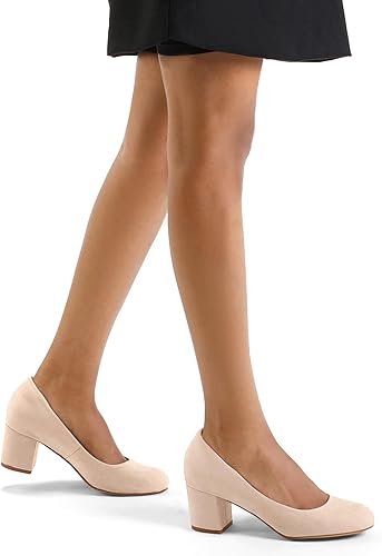 mysoft Women's Pumps Low Chunky Block Heel Round Toe Comfortable Dress Shoes