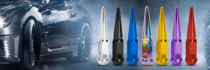 Thread Size: 14 x 1.5 Acorn Seat Solid Metal Spike Lug Nut Closed End Tuner Wheel Rim Tire Screw Refit, Chrome