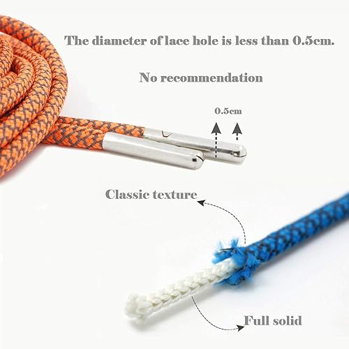 VASGO Iron Head Round Shoe Laces Reflective for Sneakers 10 Different Lengths 12 Colors