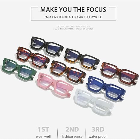 JOVAKIT Fashion Square Blue Light Glasses for Men Women Simple Designer Style Thick Frame Computer Eyeglasses Anti Eyestrain