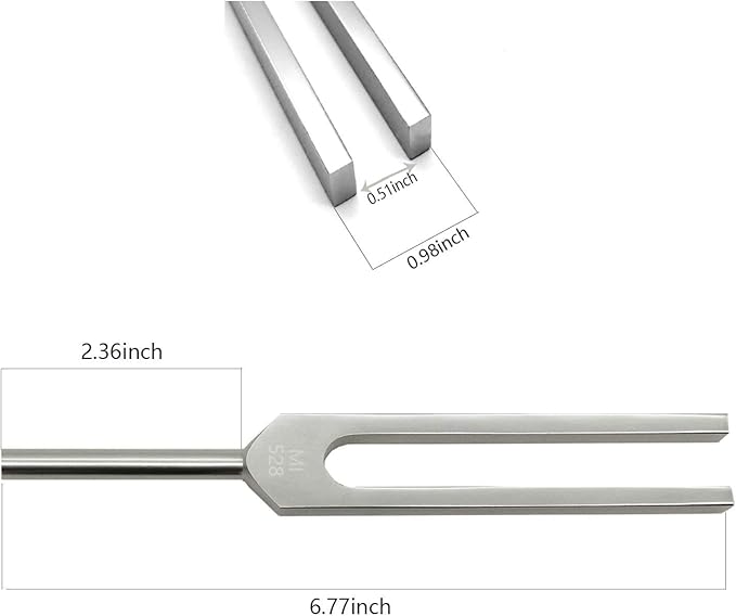 528 Hz Tuning Fork Tools Sound Healing Chakra Tuning Fork Solfeggio Energy Tuning Fork for DNA Repair Healing MI528 Hz Love Frequency Healing Devices for Healing (Silvery)