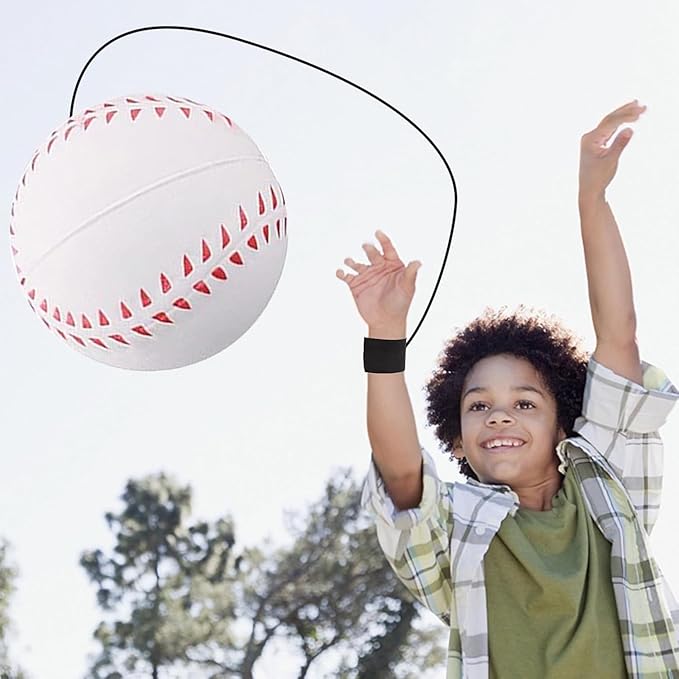 Wrist Return Ball, Sports Wrist Ball, Baseball On A String Rubber Rebound Ball Wristband, Durable Elastic String Attached Rebound Balls