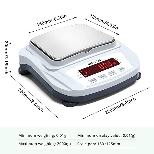 Lab Scale 2000g/0.01g High Precision Digital Scale Analytical Balance Electronic Scale for Kitchen Lab Weighing