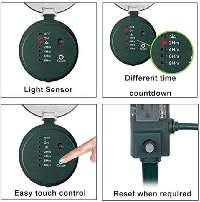 Monoprice 6-Outlet Digital Touch Yard Stake Power Strip with Photocell Light Sensor and Countdown Timer