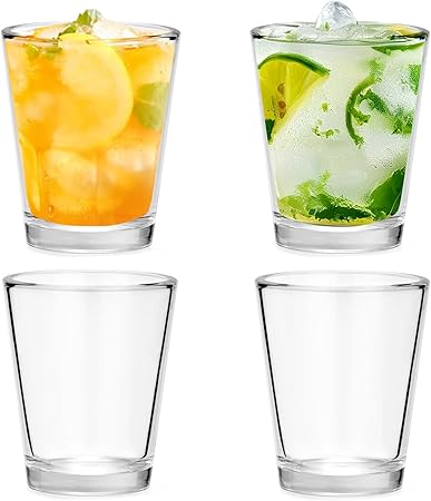 Glass Shot Glasses Set of 4, 2 OZ Crystal Clear Shot Glasses, Mini Glassware