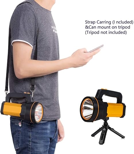 Multi Functions Rechargeable Flashlight High Lumens,Handheld Spotlight LED 6000 Lumens Super Bright, Large Battery 10000 Long Lasting Powerful Searchlight Plus Side Lantern,Home Outdoor