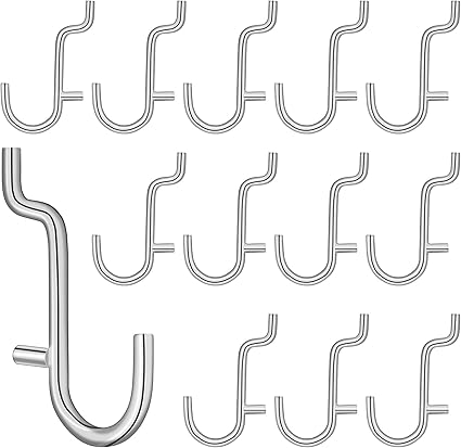 Baluue 20pcs Metal Pegboard J Hooks Stainless Steel Peg Hooks for Pegboard Assortment, Peg Hooks Accessories Pegboard Hooks for Hanging Storage Jewelry Key Display
