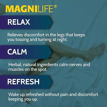 MagniLife Relaxing Leg Cream PM, Deep Penetrating Topical for Pain and Restless Leg Syndrome Relief, Naturally Soothe Cramping, Discomfort, and Tossing with Lavender and Magnesium - 4oz