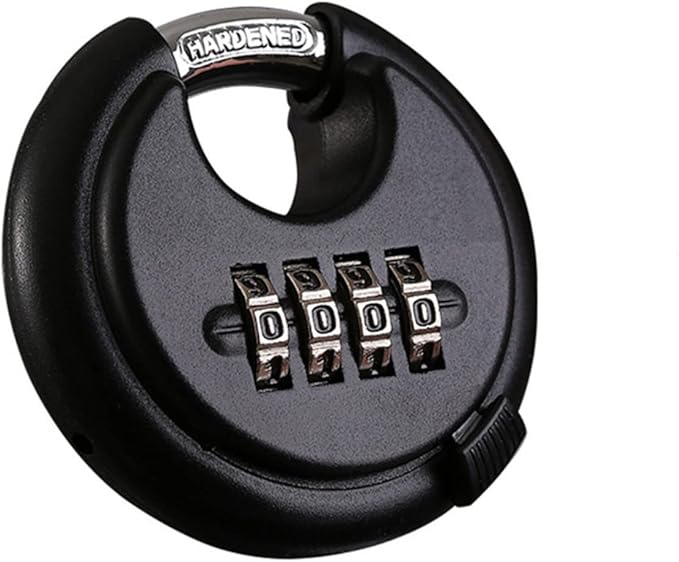 szhdxsy Outdoor Combiantion Padlock - 4 Digit Heavy Duty Disc Lock with Hardened Shackle,Combo Padlock for Gate,Storage Unit,Fence,1 Pcs,,Black
