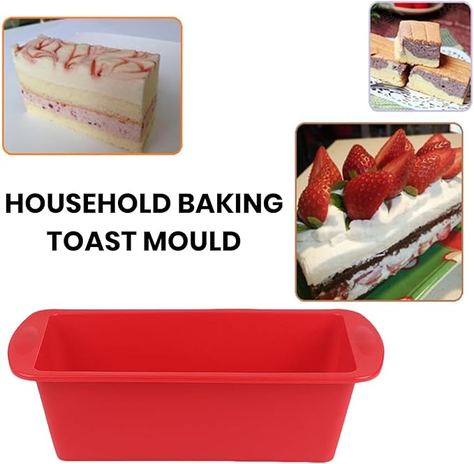 Frogued Non-stick Silicone Mold Baking 14pcs Toast Loaf Pan Heat-resistant Bread Rectangle Mould for Home Red, XXXXX-Small