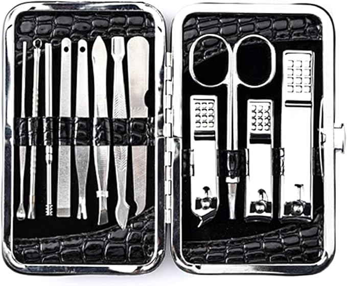 12 Pieces Manicure Set Professional Nail Clippers kit Stainless Steel Manicure kit Nail Care Tools with Luxurious Leather case