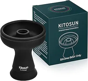 Silicone Hookah Bowl - Kitosun Silicone Phunnel Bowl with Big Hole - Durable Shisha Bowl Black Color - Right Replacement for Clay&Ceramic Bowls 3.5" Tall