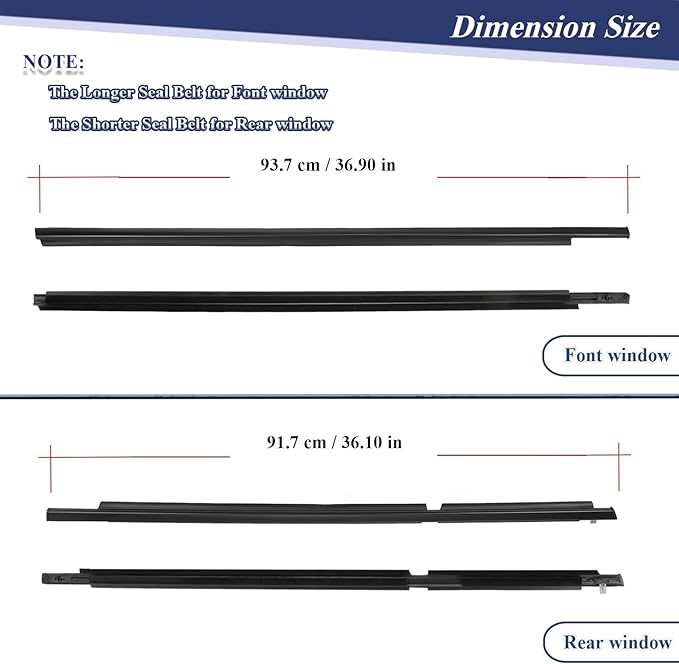 Window Molding Trim Seal for 2003-2009 Toyota 4Runner,Black Outer Door Weather Stripping Window Seal Belt,Replace68161-35060 68162-35060 68163-35030 68164-35030