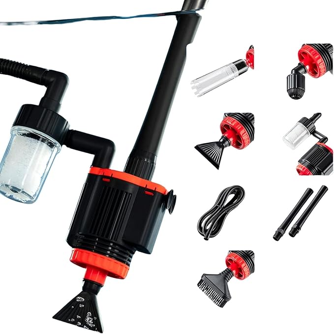 Electric Aquarium Gravel Cleaner, 5 in 1 Automatic Tank Cleaning Tool Set,Removable Vacuum Water Changer Sand Algae Cleaner Washer Filter Siphon,Algae Water Remover for TurtleBetta Fish Tank