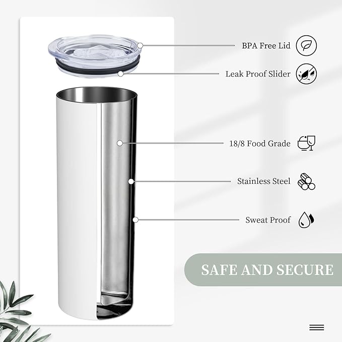 Text Personalized Skinny Tumblers 20oz Stainless Steel Insulated Tumblers Double Wall Coffee Cup For Hot, Cold Drinks Style04
