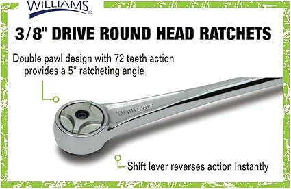 Williams B-53A 38-Inch Drive Long Round Head Ratchet, 10 12 Inch