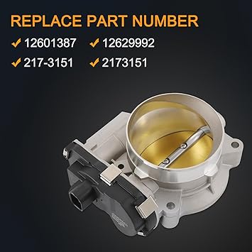Throttle Body Compatible With 2009-2015 Chevy Tahoe Silverado Suburban Corvette Express, GMC Sierra Canyon Yukon Envoy, Cadillac Escalade CTS 4.8L 5.3L 6.0L 6.2L V8 Replace 12601387,12629992