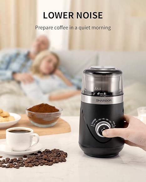 SHARDOR Upgraded Adjustable Coffee Grinder Electric, HerbSpice, Espresso Grinder with 1 Removable Stainless Steel Bowl, Black, 2.0