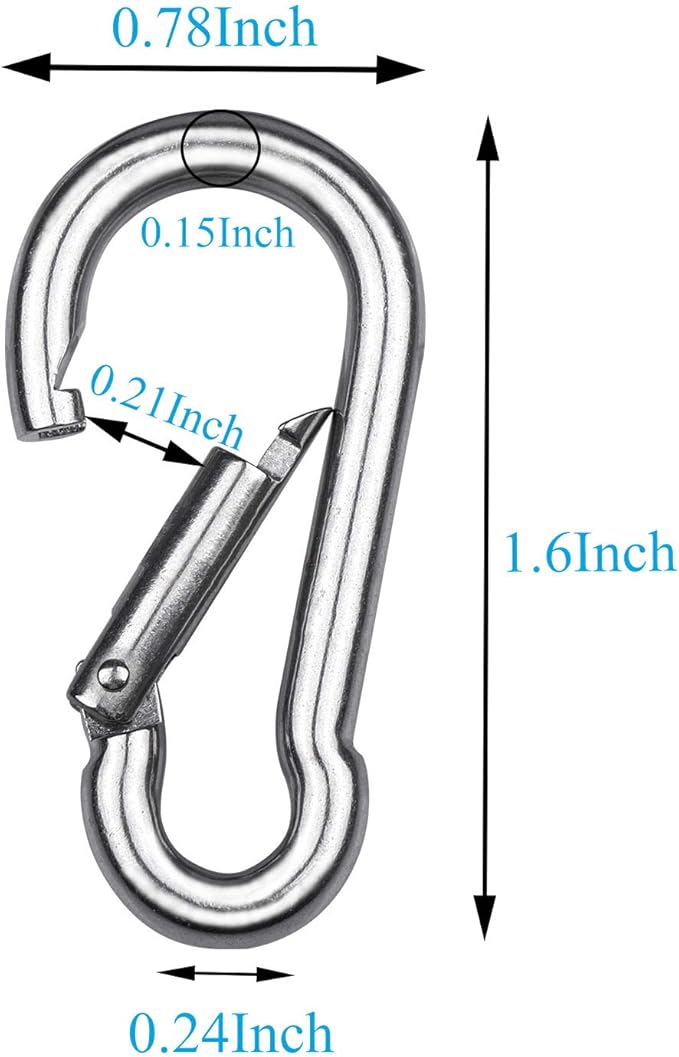 8pcs Small Carabiner Clip M4 Heavy Duty Caribeener Clips Spring Snap Hooks Stainless Steel for Flag Pole Bird Feeders Key Chain Camping Hiking Climbing Traveling Fishing (8-Pack)