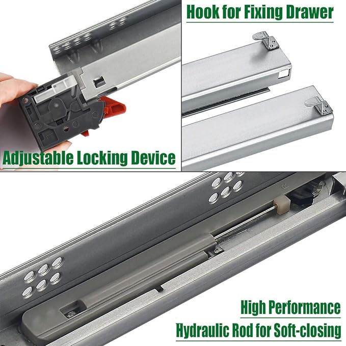 OCG Undermount Drawer Slides 21 inch (1 Pair), Full Extension Soft Close Concealed Drawer Runners, Come W Mounting Screws and Brackets, 1 Pair