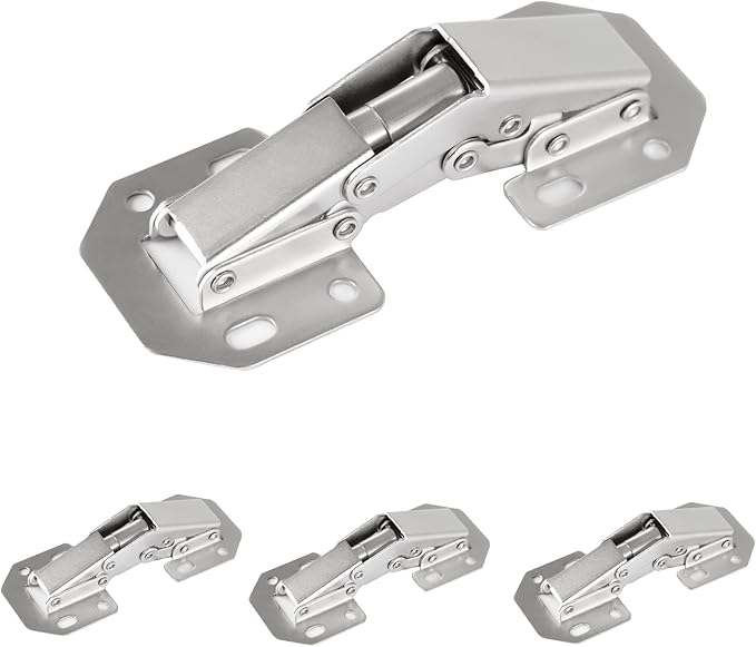 4-Pack Hidden Hinges for Cabinet Doors Frameless, Concealed Cabinet Hinges, Surface Mount Hinges