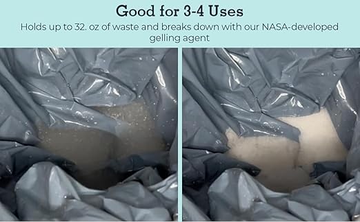 Cleanwaste Original WAG Bag Portable Toilet (5 Pack) - Go Anywhere Kit For Camping, Boating, Travel - NASA Gelling Powder for Poop/Pee