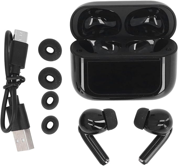 VBESTLIFE Earbuds with Touchscreen Charging Case, 5.4, Noise Cancelling, 4H Playback, 380mAh Charging Case (Black)