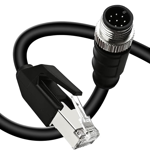 3.3Ft M12 8 Pin A Code Male to RJ45 Industrial Ethernet Cable High Flexible Shielded Ethernet Cable for Industrial Camera 1M