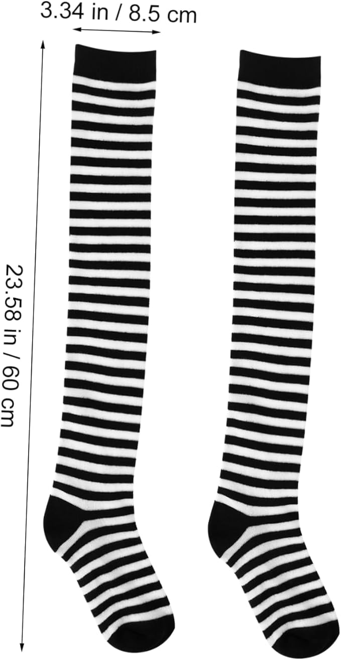 Black and grey Pinstriped Leg Socks Women's High Socks over The Knee
