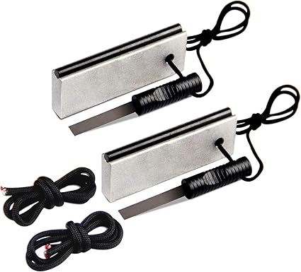 AOFAR Magnesium Fire Starter AF-382 (2-Pack) and AF-374 (2-Pack) Waterproof Fire Steel Pouch for Camping, Hiking, Hunting