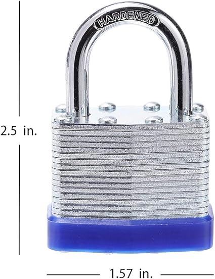 Laminated Steel Key Lock, 1-916 in. Wide Body, 2 Padlocks Keyed Alike