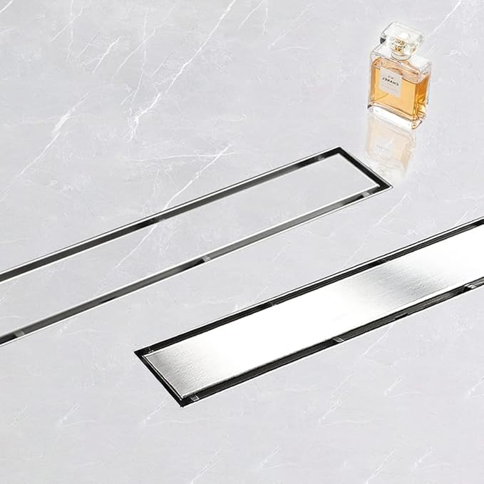 Linear Shower Drain, 72 inch Drain with 2-in-1 Tile Insert Cover, Brushed AISI 304 Stainless Steel Shower Floor Drain with Hair Catcher and Adjustable Feet