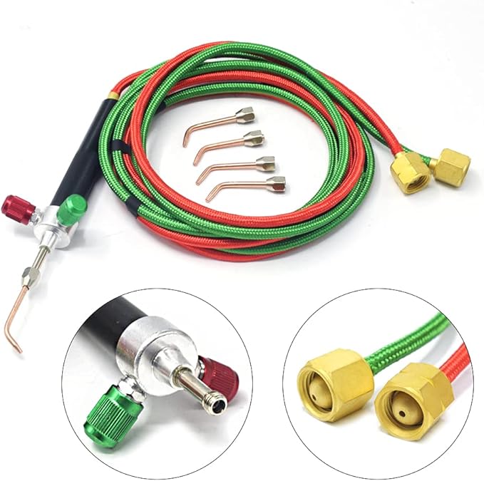 Mini Oxygen Torch Kit, Micro Oxygen AcetyleneButane Gas Welding Torch with 5pc Tips for Jewelry Repair