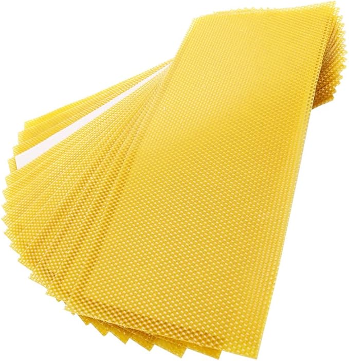 Beehive Waxed Coated Foundation Sheet 30pcs Honeycombs Bee Wax Nest Foundation Bee Keeping Supplies Non-Toxic Deep Hive Sheets(8 13 x 16 57 Inch)