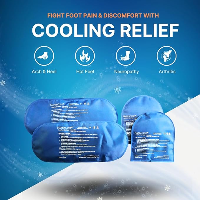 NatraCure Replacement Gel Packs for Cold Therapy Socks - (4-Piece Set) Extra Gel Ice Packs Reusable, Compresses for Injuries, Flexible Ice Packs Reusable, Small Ice Packs, Thin Ice Packs - GP23-24