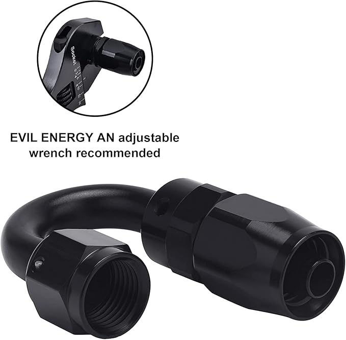 EVIL ENERGY 4AN Hose End Fitting 180 Degree Swivel for CPE Braided Hose Black