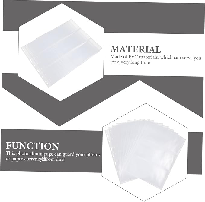 STOBOK 10pcs 9 Pocket Currency Album Pages Loose Leaf Pages for Stamps Concert Tickets and Stylish Photo Collections Ideal for Cash Collectors and Organizing Banknotes