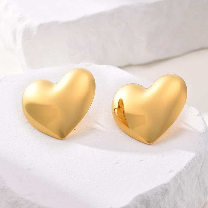 Womens Gold Studs Earrings, 14K Gold Plated Personality Big Stud Earring,Stainless Steel Hypoallergenic Ear Rings Trendy Jewelry,Christmas Birthday Gifts for Her Girlfriend Sister