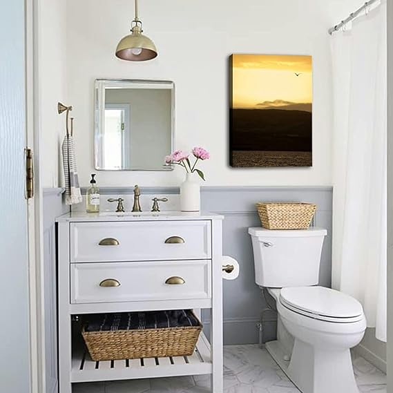 Bathroom Wall Art Decor Bathroom Pictures for Wall Artwork Bird the sky Framed Canvas Wall Art for Bedroom Dining Room Farmhouse 16"x20"