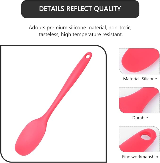 Luxshiny Long Handle Silicone Soup Spoon Non Stick Serving Spoons for Boys and Girls Adults Soup Noodles Milk Powder Dishwasher Safe Set of 2