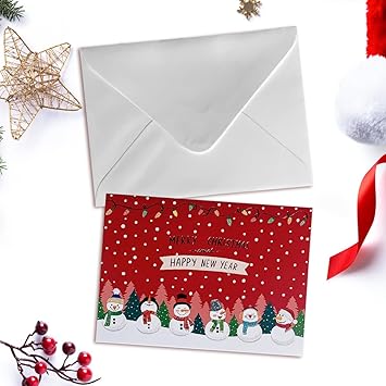 3D Christmas Pop Up Card 3D Cute Holiday Greeting Cards Santa Snowman Gift For Christmas or Holidays Set Includes Card Envelope and Sticker