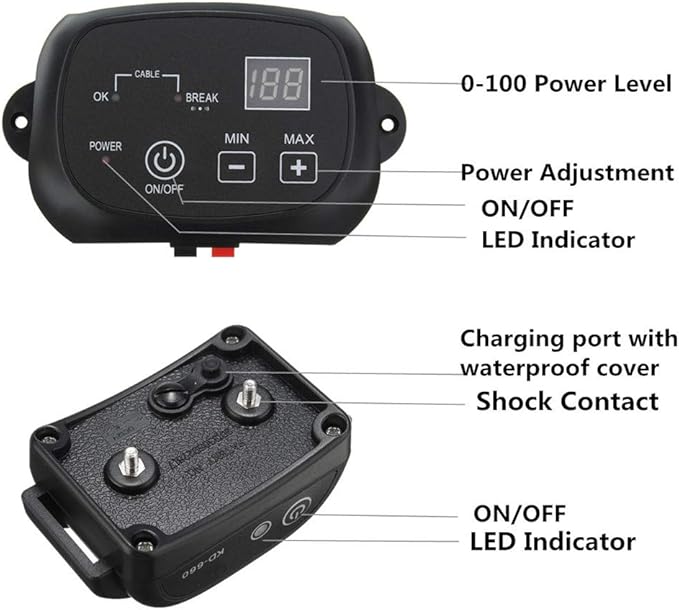 Dog Electric Fence System,In-ground/Aboveground Pet Containment System, Waterproof&Rechargeable Transmitter with Receiver Training Collar,Beep & Shock Correction(1.2 Acre Range),for1dog