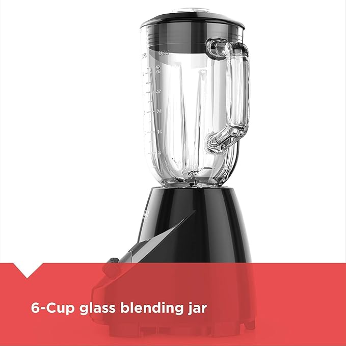 BLACKDECKER 10-Speed Countertop Blender, BL2010BG, 6-Cup Glass Jar, Dishwasher-Safe, Stainless Steel Blade, Suction Feet