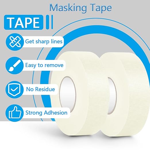 NETEHA 3 Rolls Painters Tape Masking Tape 1 Inch x 55 Yard, No Residue Adhesive Tape for Wall Painting, Decoration Labeling and DIY Crafts (Beige White)