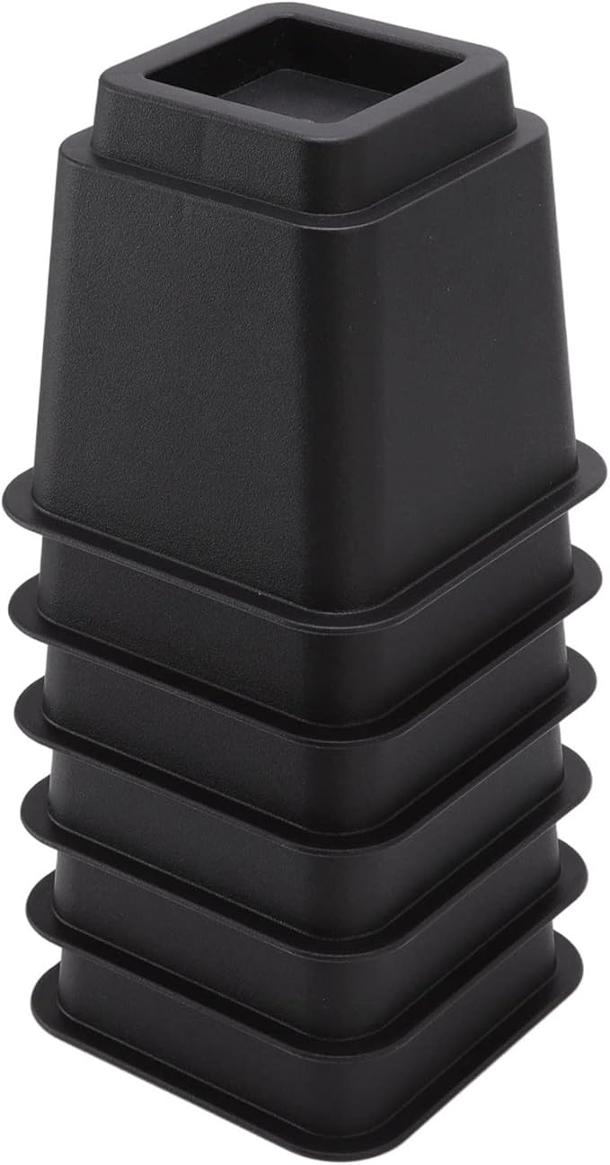 Jonlaki Bed Risers, 6pcs Plastic Sofa Risers 5in Furniture Risers Furniture Risers Bed Sofa Table Couch Chair Bed Raisers Blocks Couch Risers for Home Office Black