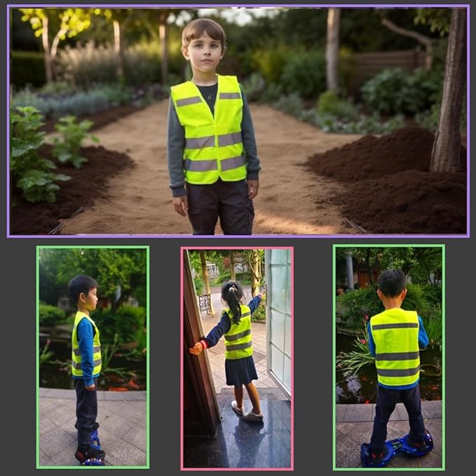 Hi Vis Kids Safety Vest Lightweight,Adjustable Comfy Toddler Safety Vest,Reflective Vest Kids,toddler construction vest for Cycling Running XSY1