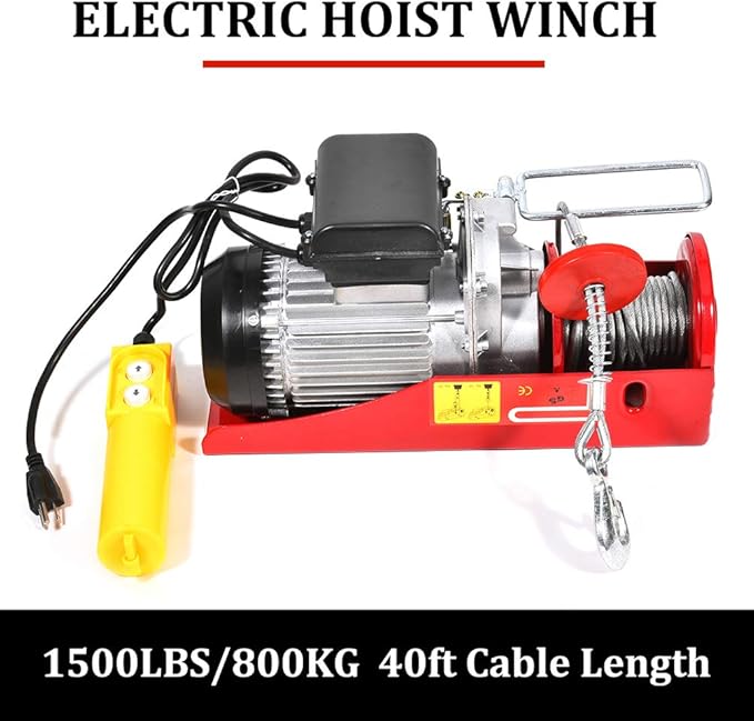 1500lb for Mini Overhead Electric Hoist Lift Crane Garage Engine Hoist Winch