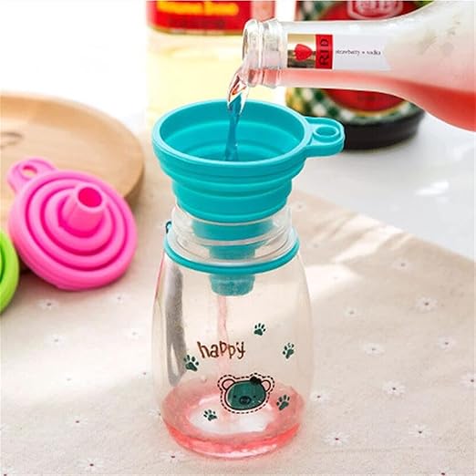 Funnel, Silicone Folding Telescopic Long Neck Funnel Creative Household Liquid Dispensing Mini Funnel Kitchen Tools for Liquid Transfer Funnel(Red)