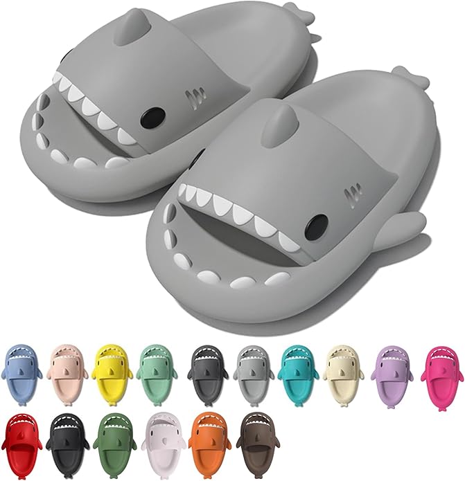 rosyclo Shark Cloud Slippers, Shark Cute Slides for Women Man,Summer Slipper Sandals for Boys Girls Spa Platform Shoes Non-Slip Beach Open Toe Beach Sandals Shower Couple Shoes